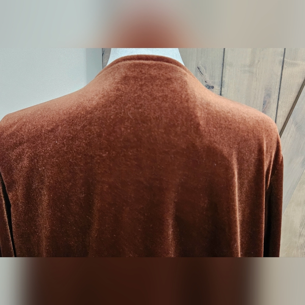 RUSTTY DUSTTY Floral Embroidery Open Front Velvet Jacket/blazer.Rust Brown M NWT - Picture 11 of 16